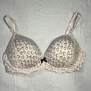 Body by Victoria 36d wireless convertible strap heart print bra